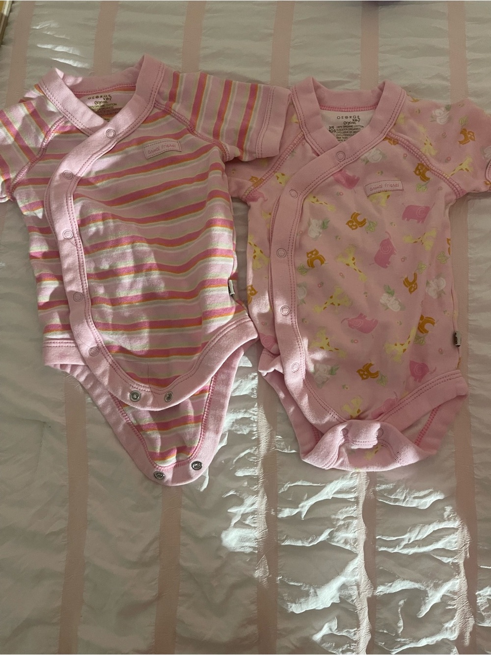 George Baby Organic Onesie Set - Striped & Animal Print
